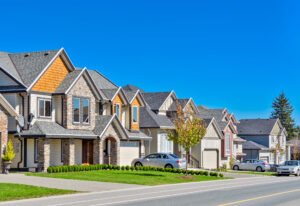 family houses in suburban area.